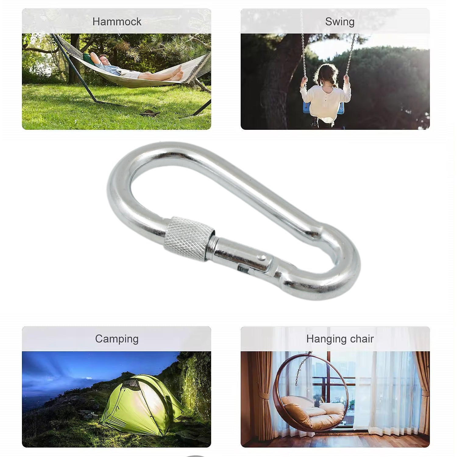Snap Hook With Screw-Stainless Steel Snap Hook Clip Heavy Duty, Carabiner Clip (10×100 MM / 1 Pc) Snap Hook With Screw-Stainless Steel Snap Hook Clip Heavy Duty, Carabiner Clip (10×100 MM / 1 Pc)